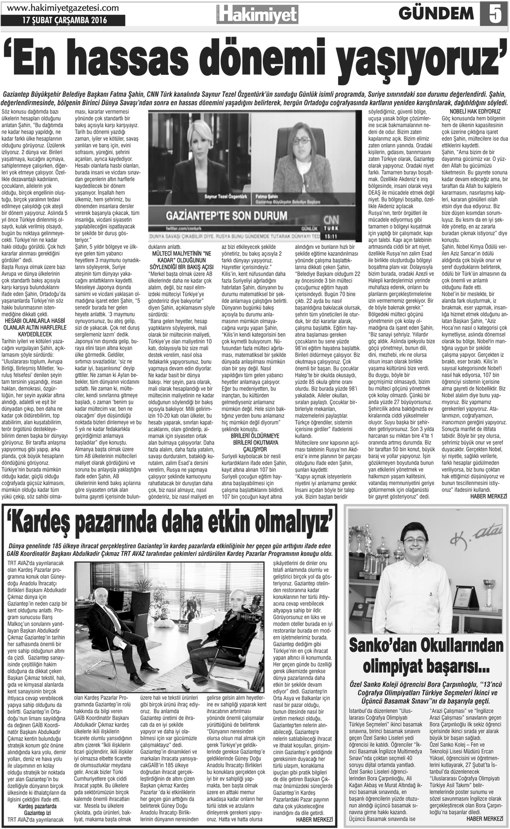 ŞİMDİ GAZİANTEP'E GİTME ZAMANI