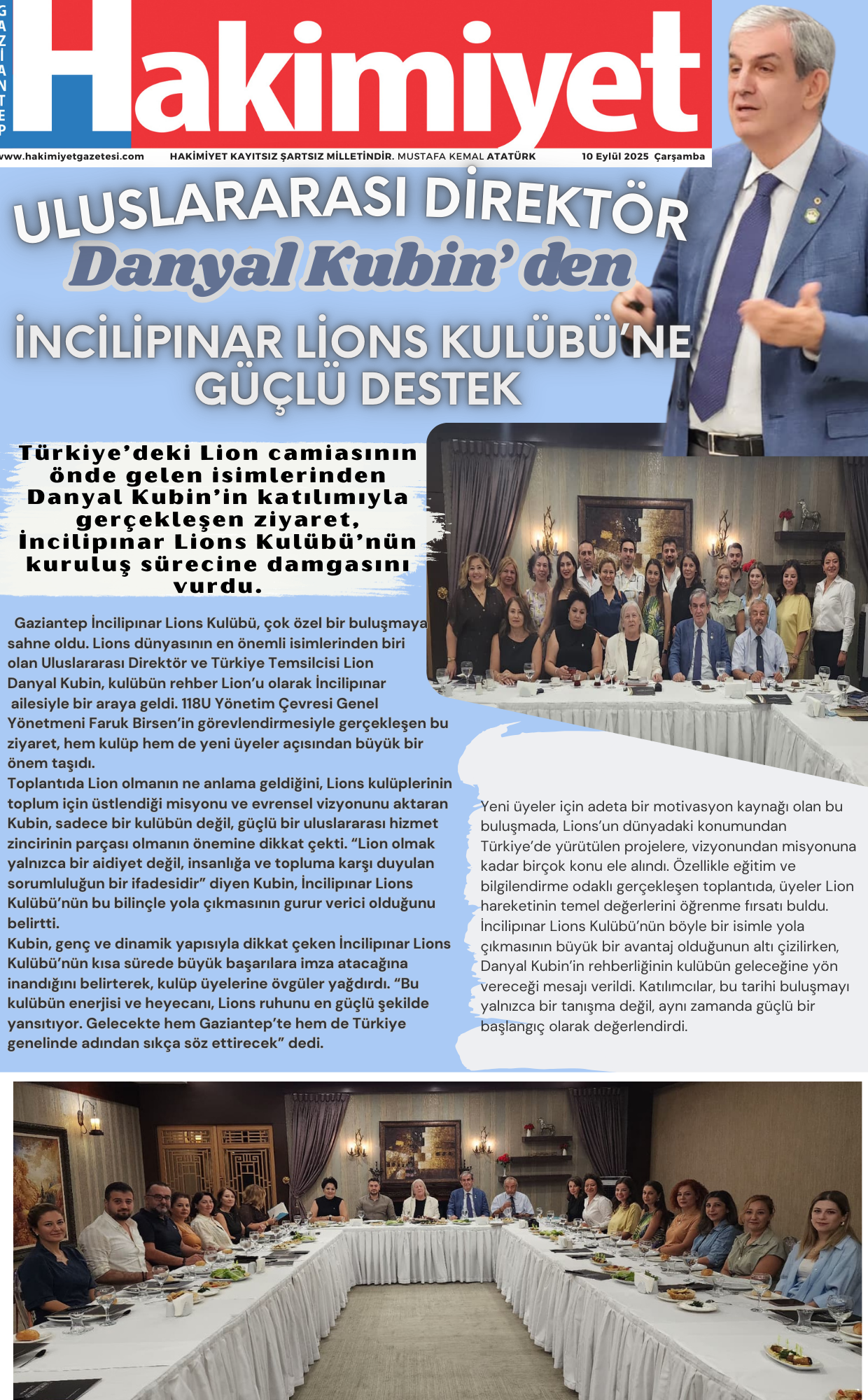 Danyal Kubin’den İncilipınar Lions Kulübü’ne Güçlü Destek