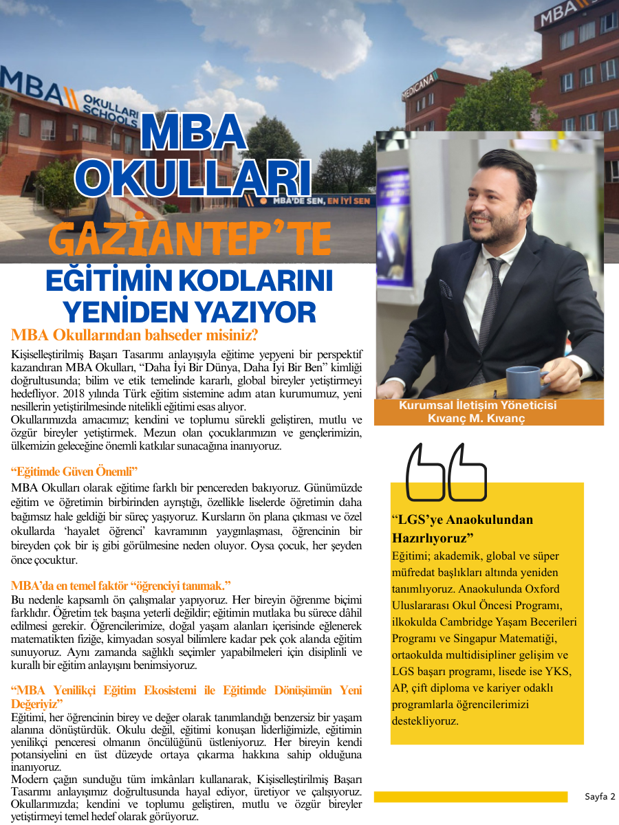 MBA Okulları Gaziantep’te Eğitimin Kodlarını Yeniden Yazıyor