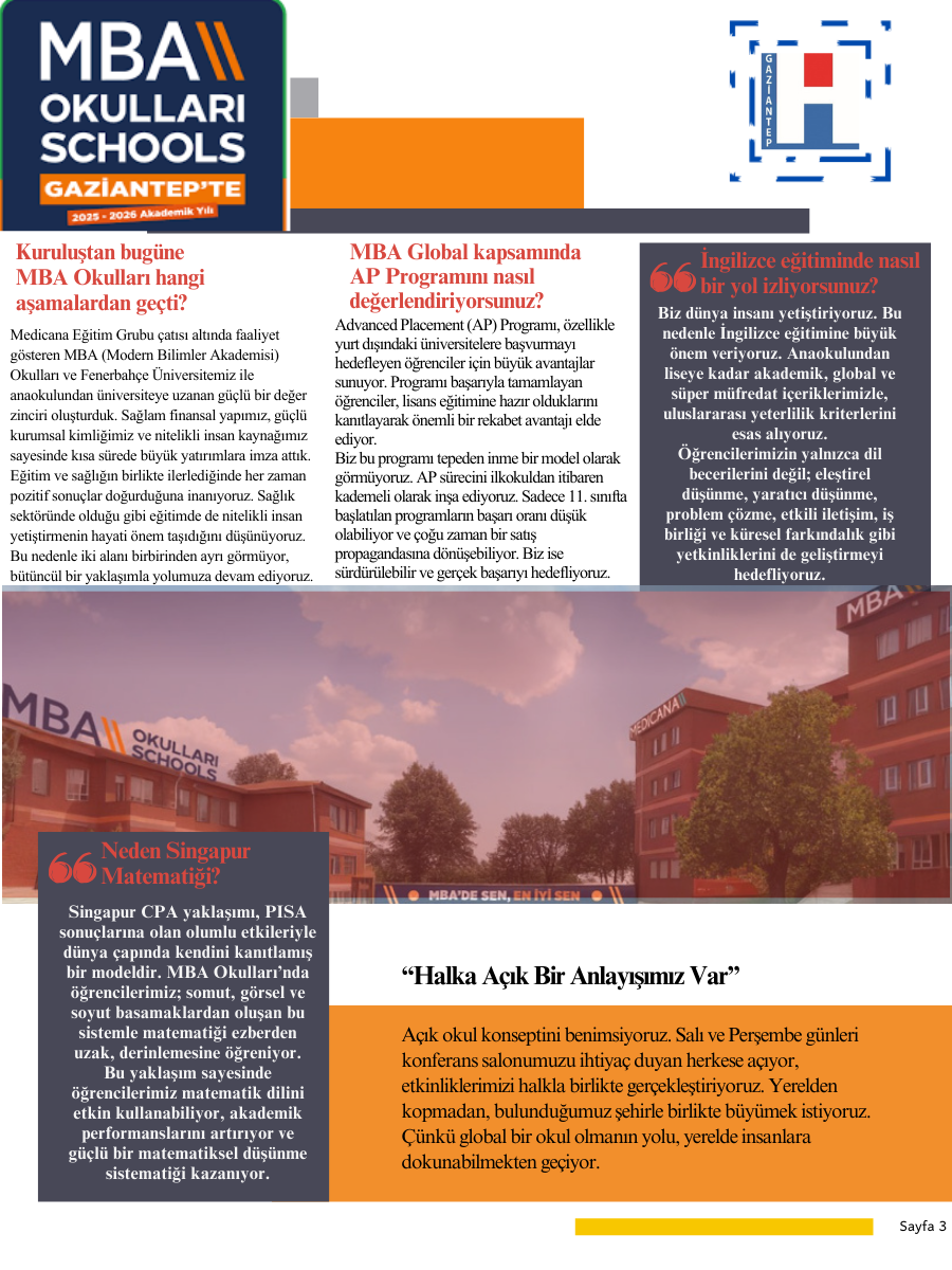 MBA Okulları Gaziantep’te Eğitimin Kodlarını Yeniden Yazıyor