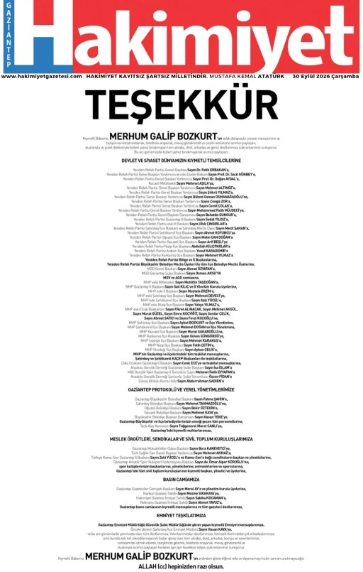 30 Eylül 2026 