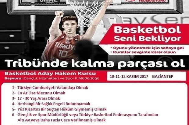 Gaziantep’te Basketbol Hakemliği Kursu açılacak