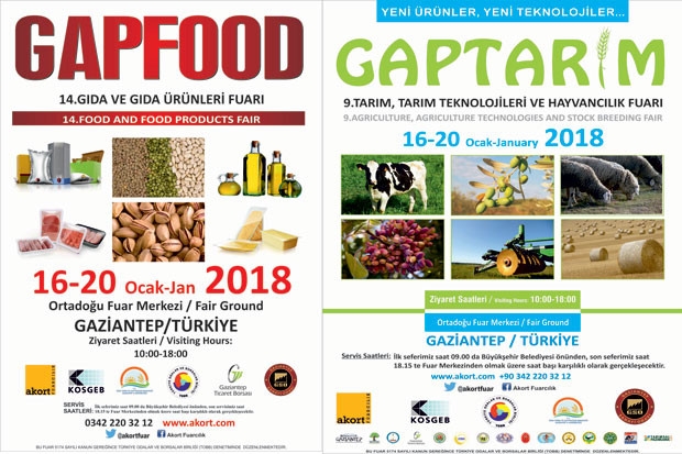 GAPTARIM VE GAPFOOD FUARLARI 16 OCAK’TA KAPILARINI AÇIYOR