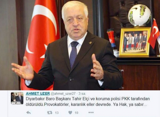 Ahmet Uzer'den Tahir Elçi'nin öldürülmesine tepki