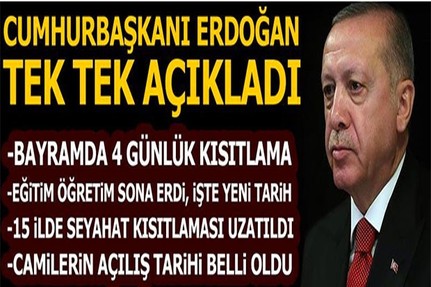 Cumhurbaşkanı Erdoğan yeni corona virüs tedbirlerini açıkladı