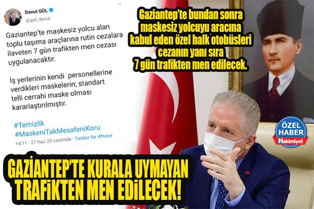 GAZİANTEP’TE KURALA UYMAYAN TRAFİKTEN MEN EDİLECEK!