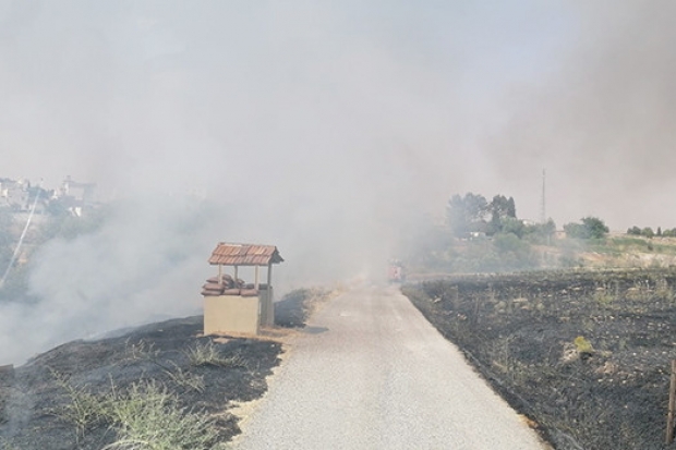 Mayınlı bölgede çıkan yangın korkuttu