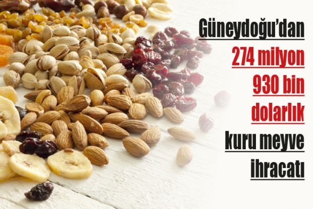 Güneydoğu’dan 274 milyon 930 bin dolarlık kuru meyve ihracatı