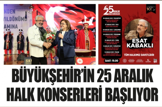 BÜYÜKŞEHİR’İN 25 ARALIK HALK KONSERLERİ BAŞLIYOR