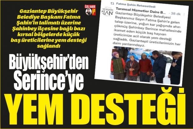 Büyükşehir'den Serince'ye yem desteği