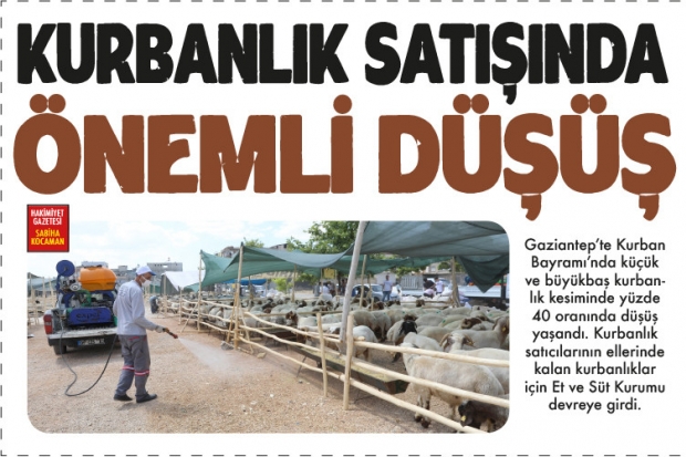 KURBANLIK SATIŞINDA  ÖNEMLİ DÜŞÜŞ