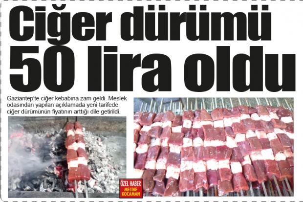 Ciğer dürümü 50 lira oldu