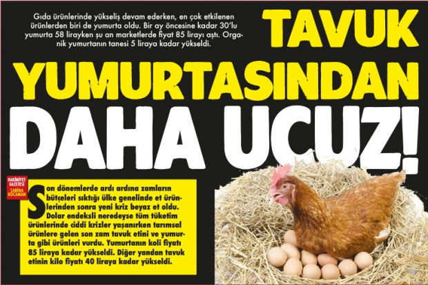 TAVUK YUMURTASINDAN DAHA UCUZ!