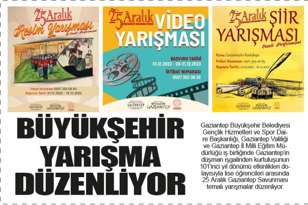 Büyükşehir yarışmalar düzenliyor