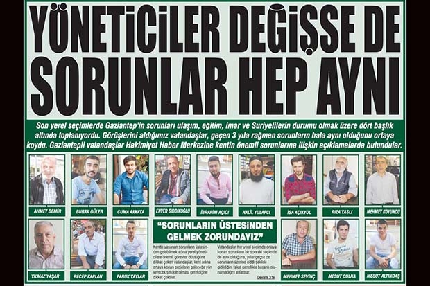 YÖNETİCİLER DEĞİŞSE DE SORUNLAR HEP AYNI