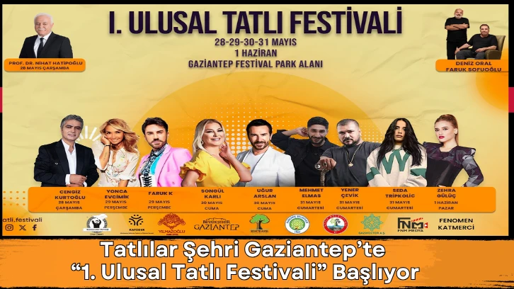 Tatlılar Şehri Gaziantep’te “1. Ulusal Tatlı Festivali” Başlıyor
