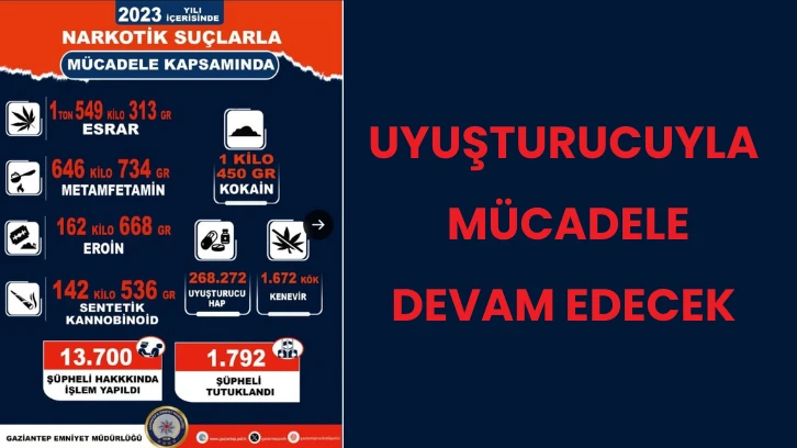 UYUŞTURUCUYLA  MÜCADELE  DEVAM EDECEK