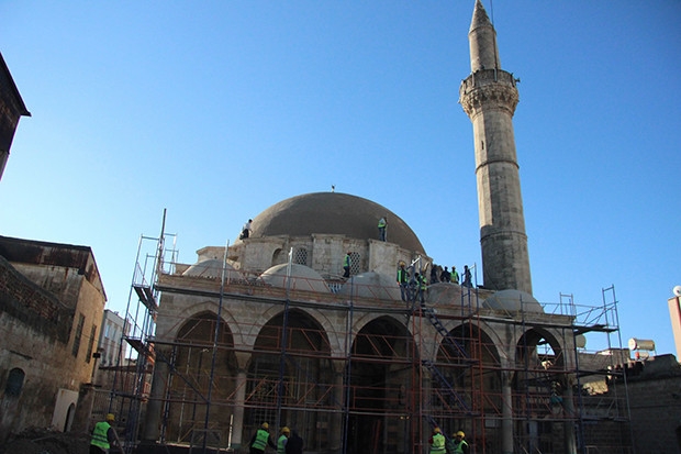Tarihi Tekye Caminin restorasyonu sürüyor