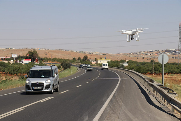Gaziantep'te drone ile trafik uygulaması