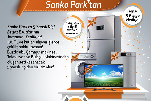 SANKO Park’ta 5 şanslı kişiye beyaz eşyalar hediye