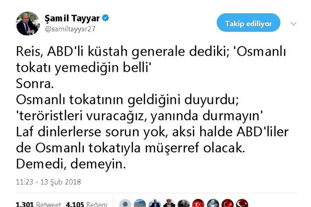 Tayyar'dan "Osmanlı tokadı" cevabına destek