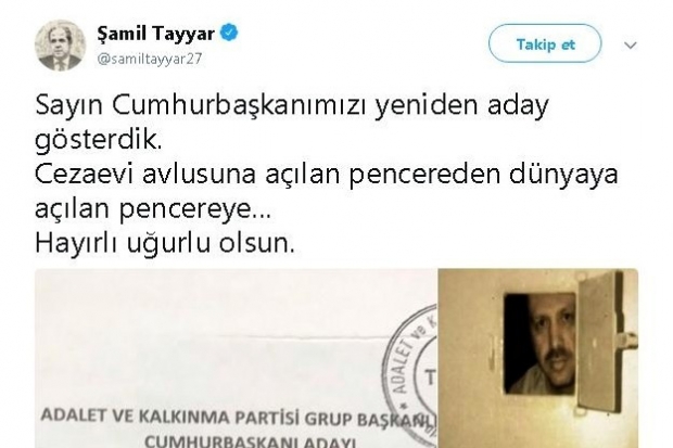 Tayyar'dan Cumhurbaşkanı Erdoğan'a anlamlı mesaj