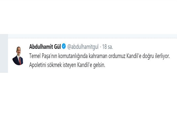 Adalet Bakanı Gül: "Apoletini sökmek isteyen Kandil’e gelsin"
