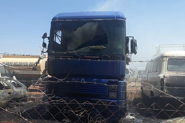 Gaziantep'te yediemin otoparkında yangın