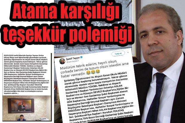 Atama karşılığı teşekkür polemiği