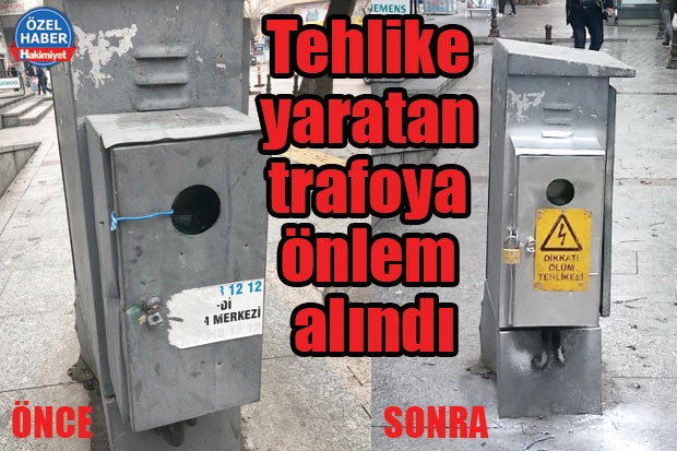 Tehlike yaratan trafoya önlem alındı