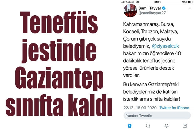 Teneffüs jestinde Gaziantep sınıfta kaldı