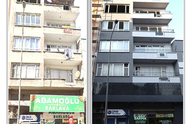 İnönü Caddesi'nde bina cepheleri yenileniyor