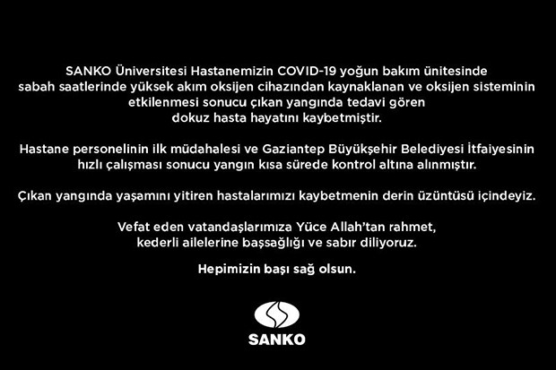 SANKO Holding'den yangında hayatını kaybedenler için taziye mesajı