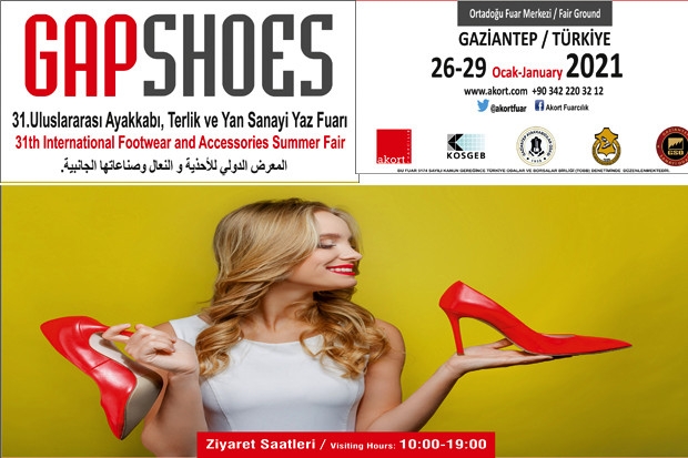 31’nci GAPSHOES Ayakkabı, Terlik, Saraciye ve Yan Sanayi Fuarı 26-29 Ocak 2021 tarihleri arasında gerçekleştirilecek