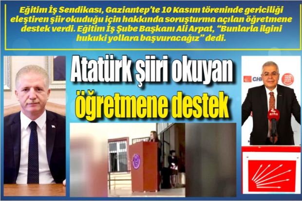 Atatürk şiiri okuyan öğretmene destek