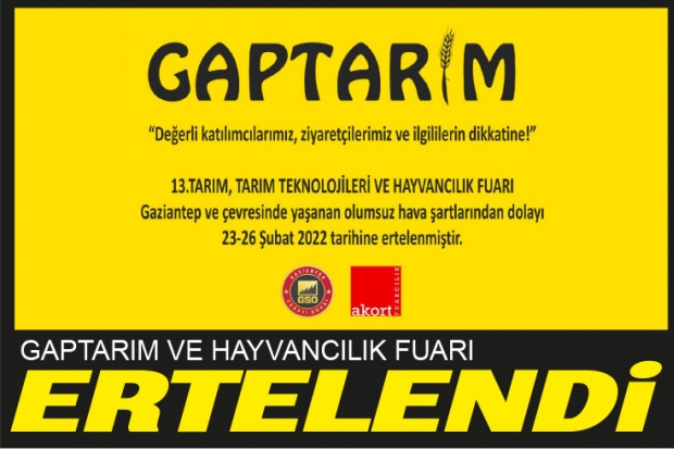 GAPTARIM VE HAYVANCILIK FUARI ERTELENDİ