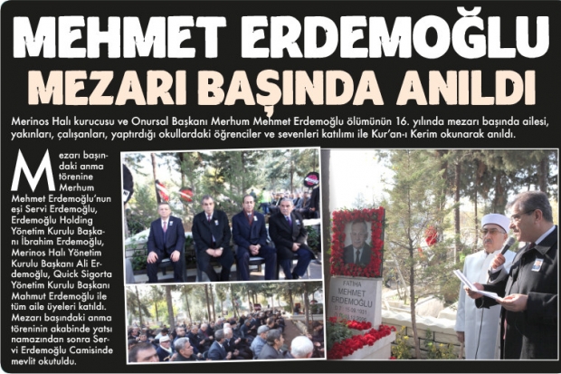 MEHMET ERDEMOĞLU MEZARI BAŞINDA ANILDI