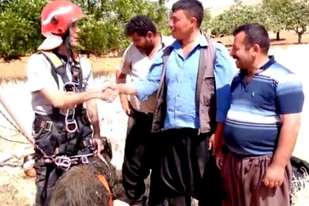 Gaziantep'te kuyuya düşen keçi kurtarıldı