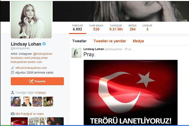 Lindsey Lohan'dan Türkiye'ye destek