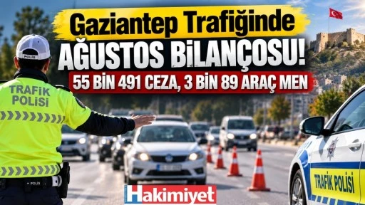Gaziantep Trafiğinde Ağustos Bilan&ccedil;osu! 55 Bin 491 Ceza, 3 Bin 89 Ara&ccedil; Men